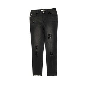 Cato High Rise Raw Hem Distressed Skinny Women's size 8 Black Denim Jeans